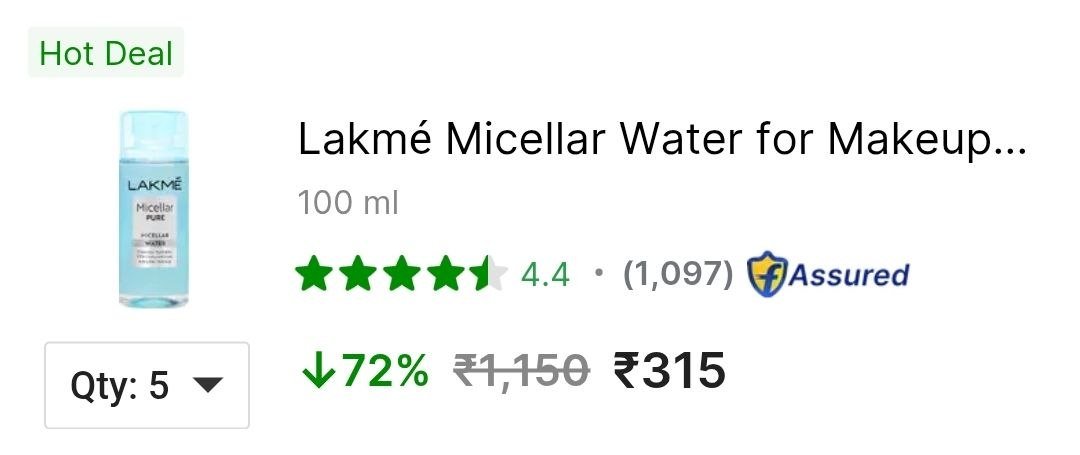 Lakmé Micellar Water for Makeup Removal Makeup Remover, 100 ml