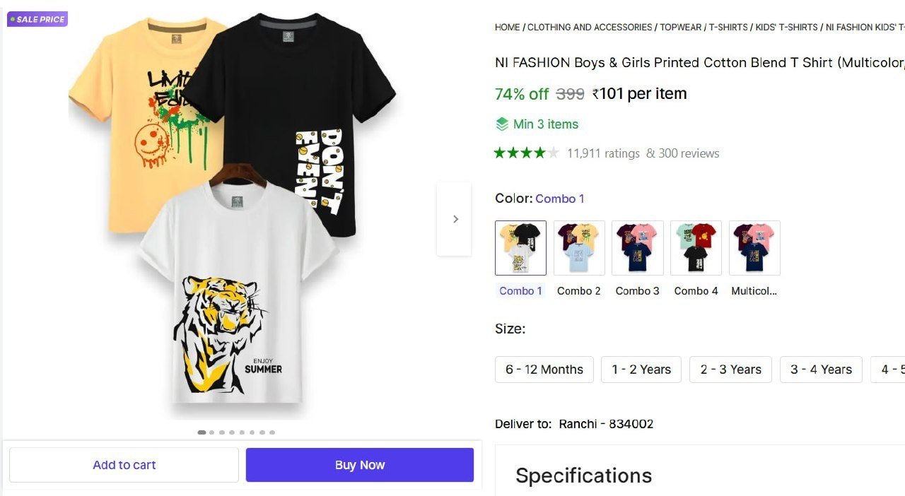 Printed Cotton Blend T-Shirt