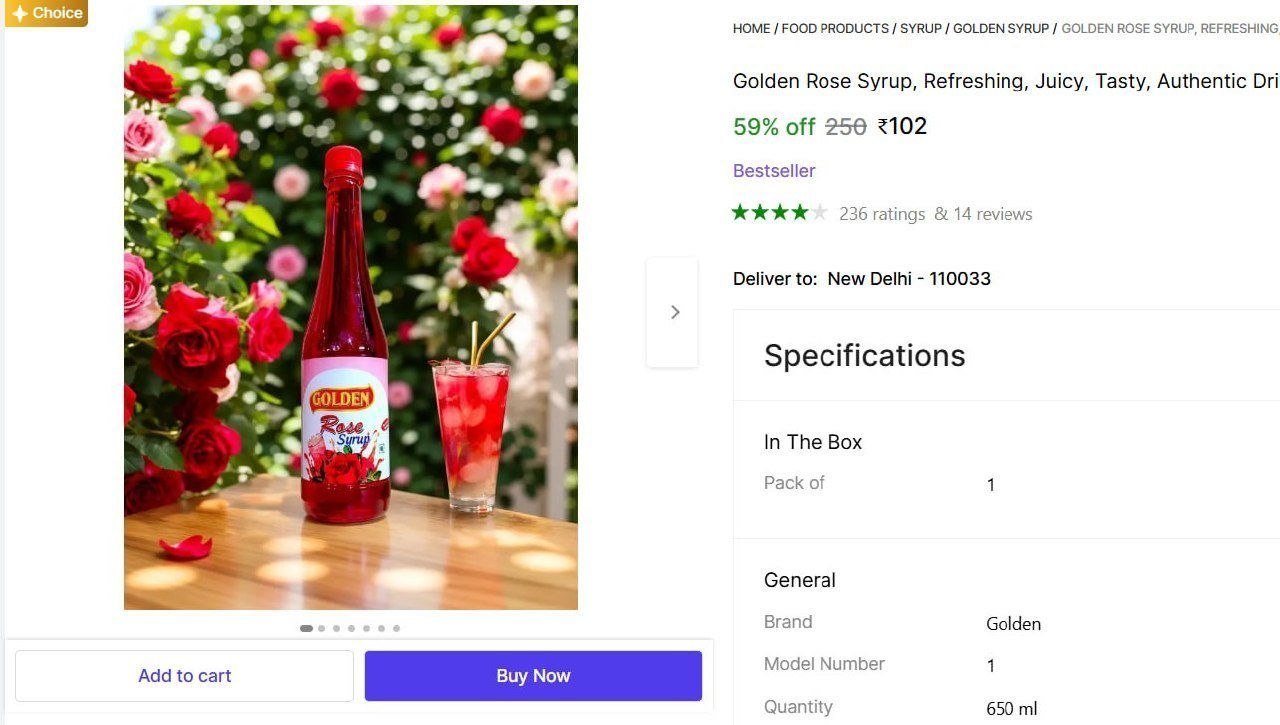 Golden Rose Syrup, Refreshing, Juicy, Tasty, Authentic Drinks. Price in India - Buy Golden Rose Syrup, Refreshing, Juicy, Tasty, Authentic Drinks. online at Shopsy.in