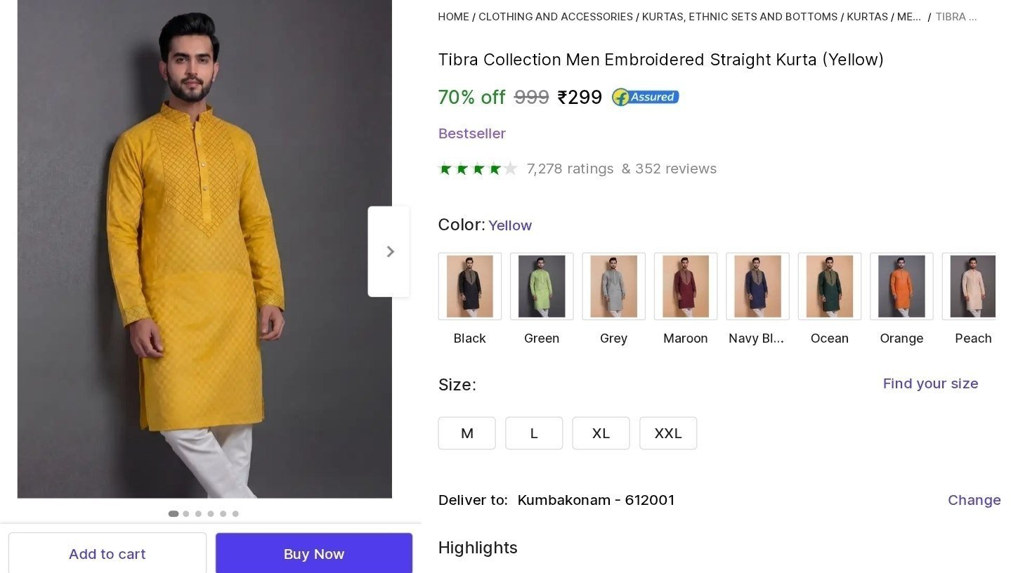 Men's Embroidered Kurta