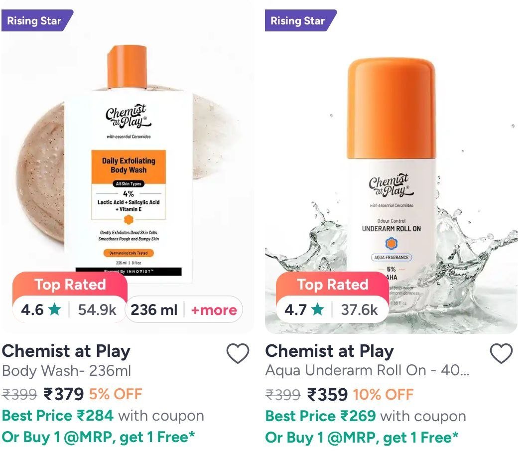 Myntra 🔥 Chemist At Play B1G1 FREE + Extra 25% OFF 🔥