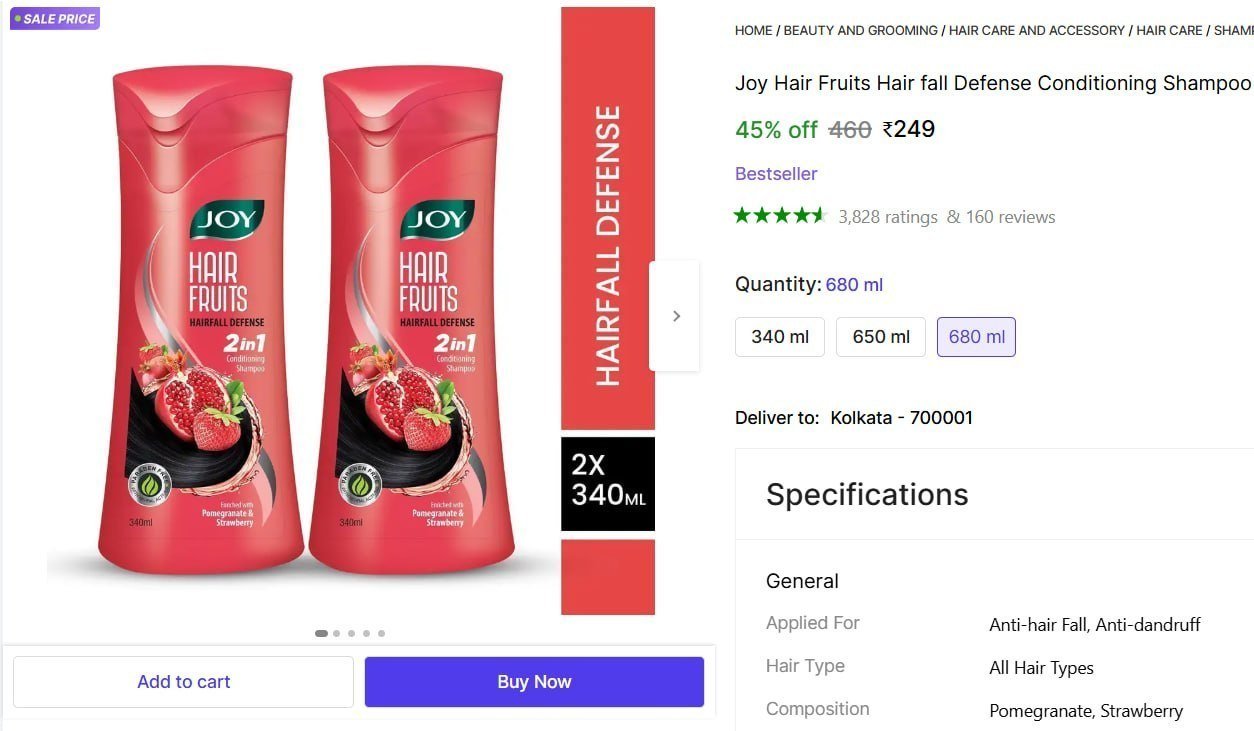 Joy Hair Fruits Hair fall Defense Conditioning Shampoo Price in India - Buy Joy Hair Fruits Hair fall Defense Conditioning Shampoo online at Shopsy.in