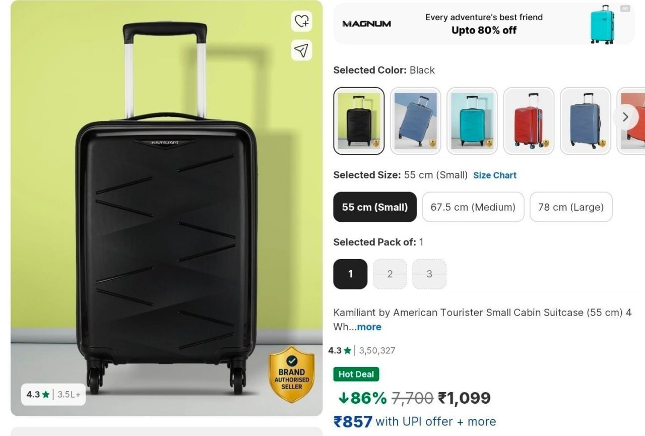 Kamiliant by American Tourister Combination Lock - Triprism Ca...