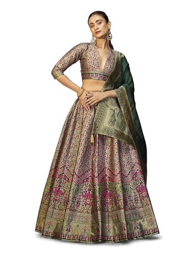 PURVAJA Women's Kanjiwaram Semi-Stitched Lehenga choli