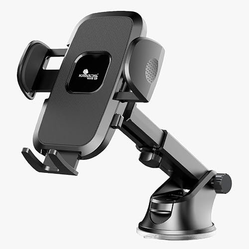 Portronics Clamp M2 Adjustable Car Mobile Phone Holder Stand for Dashboard & Windshield, 360° Rotational, Strong Suction Cup, Compatible with 4 to 6 inch Devices(Black)