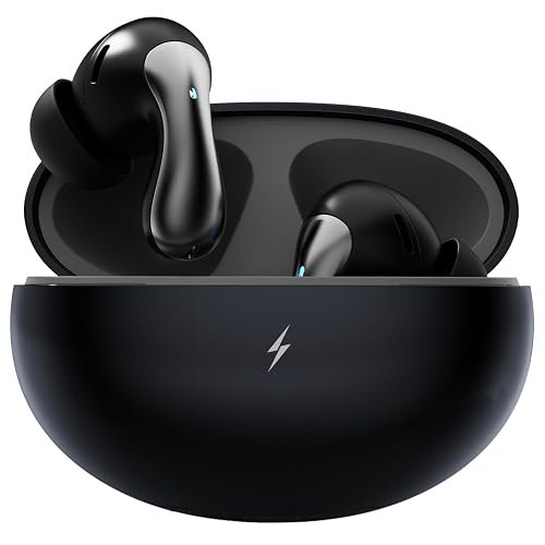 pTron Bassbuds Indie In-Ear TWS Earbuds w/ 10mm Drivers, 45Hrs Playtime, Dual HD Mic & AI-ENC Calls, Custom EQ, Mobile App, Bluetooth V5.4 Earphones, Voice Assistant, Type C Charging & IPX5(Je