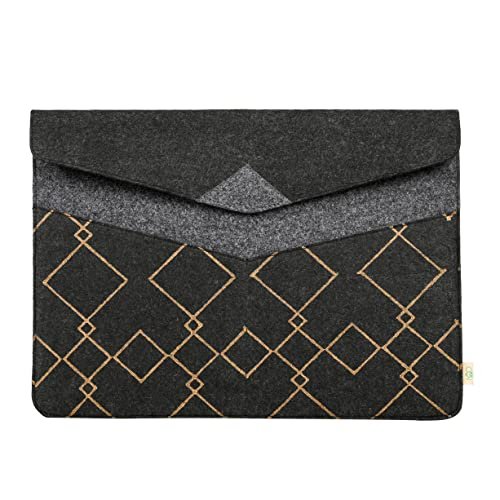 OON Laptop Sleeve Stylish Black and Dark Grey Printed Felt for 13 I