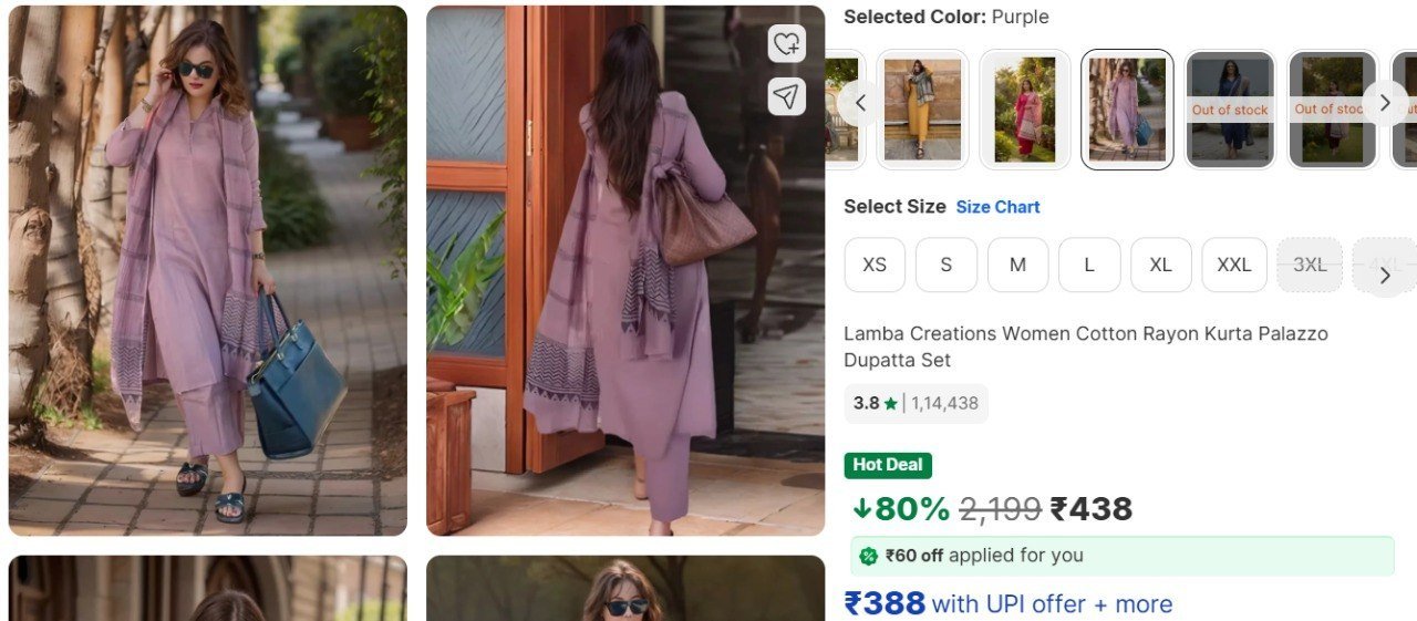 Flipkart🔥 Women Cotton Rayon Kurta Palazzo Dupatta Set