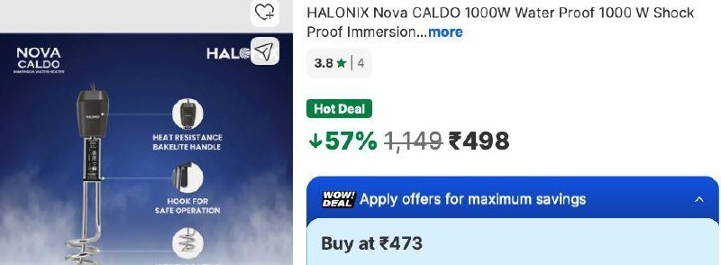 HALONIX Nova 1000W Water Proof Immersion Heater Rod