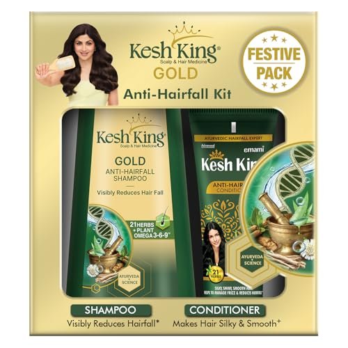 Kesh King Gold Anti Hairfall Kit, Reduces Hair Fall, Makes Hair Strong, Strengthens, Nourishes & Conditions Hair, For Soft, Smooth & Voluminous Hair, for men and women, 800 ml
