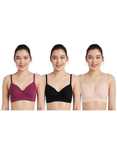 Amazon Brand - Symbol Women Cotton Stretch Padded Wire Free Medium Coverage T-Shirt Bra