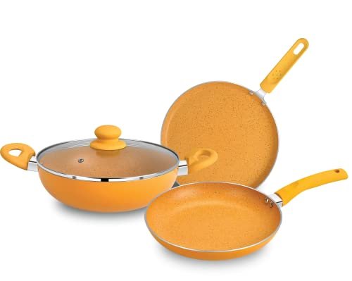 BERGNER Aluminium Jazz Non Stick Cookware Set 4Pc-Kadhai wit