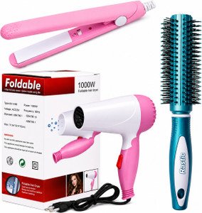 Hair Dryer + Mini Straightener + Hair Comb