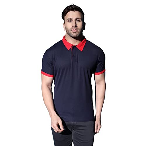 Leriya Fashion Men's T-Shirt | Cotton & Polyester Solid Varsity Inspired Regular Fit T-Shirt for Boys | Polo-Collar Neck | Perfect for Casual | Office | Outing Wear Gift for Men