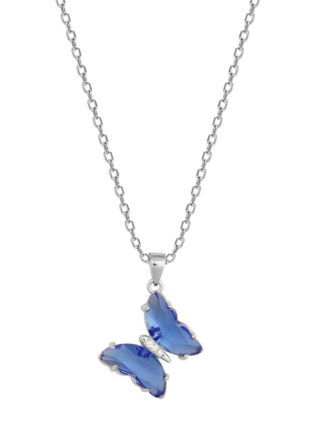 GIVA 925 Silver Butterfly Pendant With Link Chain .