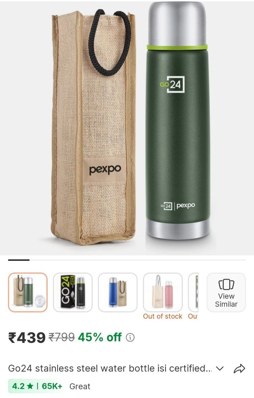 Go24 Stainless Steel Water Bottle ISI Certified Hot & Cold with Jute Bag Flamingo 500 ml Stainless Steel Flask - Buy Go24 Stainless Steel Water Bottle ISI Certified Hot & Cold with Jute Bag Fl