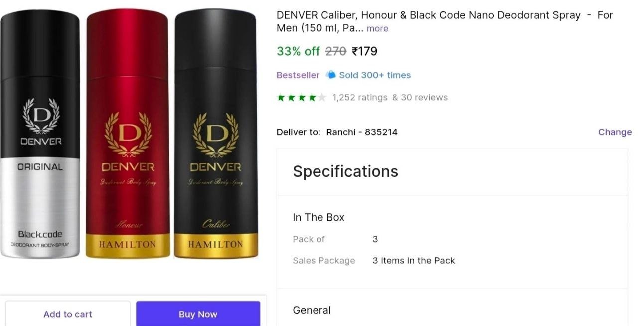DENVER Caliber, Honour & Black Code Nano Deodorant Spray  -  For Men Price in India - Buy DENVER Caliber, Honour & Black Code Nano Deodorant Spray  -  For Men online at Shopsy.in