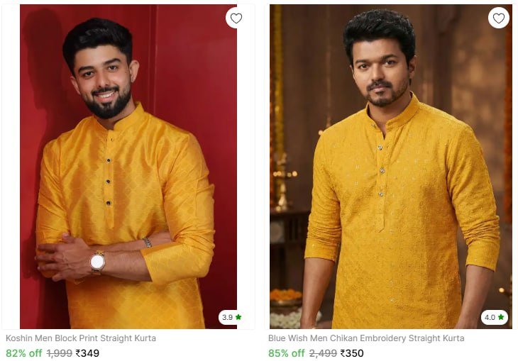 Men's Block Print Straight Kurta