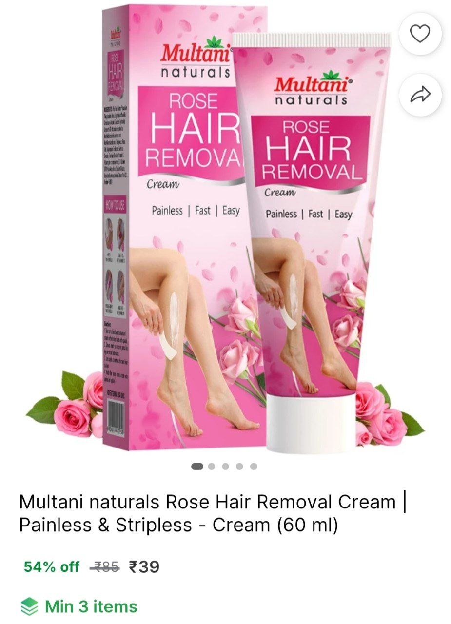 Multani naturals Rose Hair Removal Cream | Painless & Stripless - Cream - Price in India, Buy Multani naturals Rose Hair Removal Cream | Painless & Stripless - Cream Online In India, Reviews, 