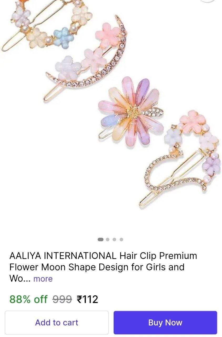 AALIYA INTERNATIONAL Hair Clip Premium Flower Moon Shape Design for Girls and Women Back Pin Price in India - Buy AALIYA INTERNATIONAL Hair Clip Premium Flower Moon Shape Design for Girls and Women Ba