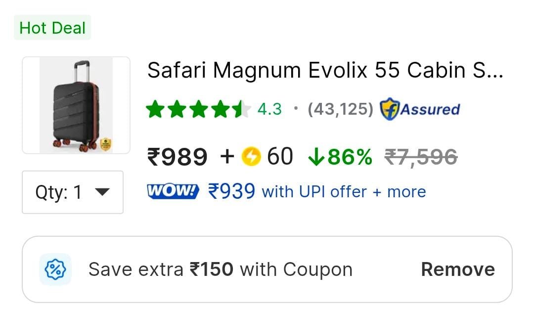 84% Off] Safari Magnum Evolix 55 Cabin Suitcase 8 Wheels - 22 Inches