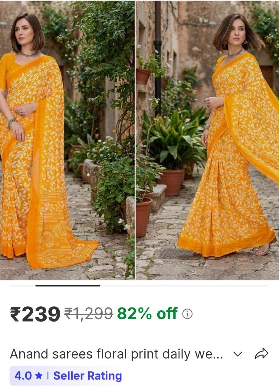 Anand Sarees Floral Print Daily Wear Georgette Saree with Unstitched Blouse Price in India - Buy Anand Sarees Floral Print Daily Wear Georgette Saree with Unstitched Blouse online at Shopsy.in