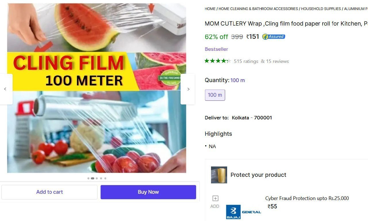 MOM CUTLERY Wrap ,Cling film food paper roll for Kitchen, Packing Shrinkwrap Price in India - Buy MOM CUTLERY Wrap ,Cling film food paper roll for Kitchen, Packing Shrinkwrap online at Shopsy.in
