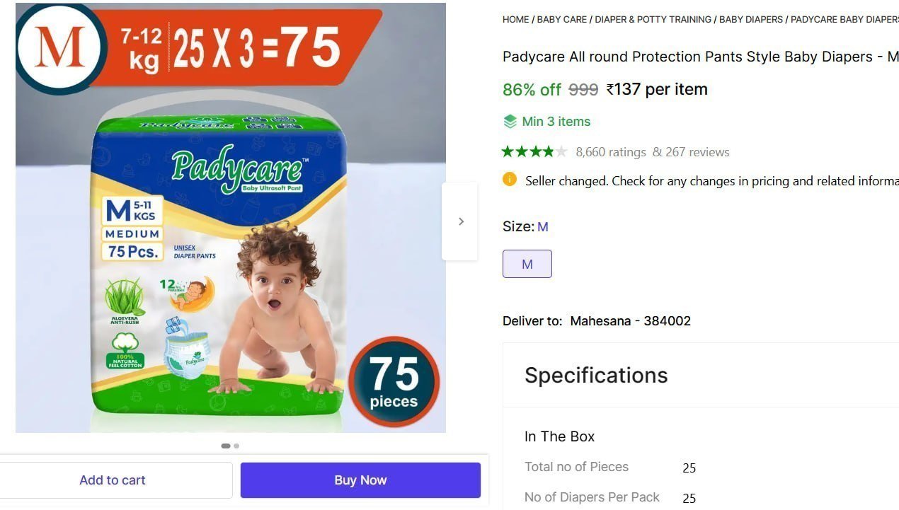 Padycare All round Protection Pants Style Baby Diapers - M Price in India - Buy Padycare All round Protection Pants Style Baby Diapers - M online at Shopsy.in