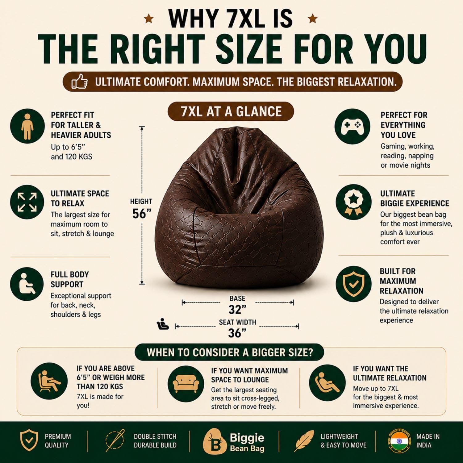 Biggie Bean Bag 7XL Bean Bag Chair with Beans Filled @ 2999/