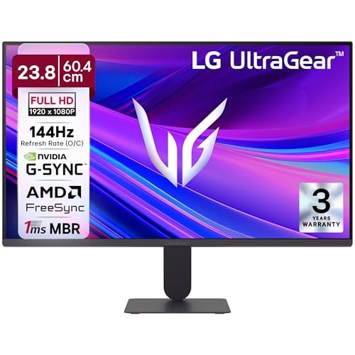 LG 24G411A 60.4 cm(24 Inch) Ultragear FHD(1920 x 1080) IPS Gaming Monitor, 1ms MBR, 144Hz (O/C), HDR10, NVIDIA G-Sync Compatible, AMD FreeSync, HDR10, HDMI, DP, HP Out, Anti-Glare, Slim Stand, Black