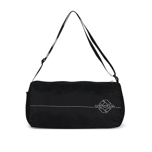 Nivia Basic Polyester Duffle Bag for Men & Women, Side Mesh Pocket, Workout & Training Bag, Suitable for Gym, Fitness, Sports & Travel with Adjustable Shoulder Strap (Black), Capacity-11L