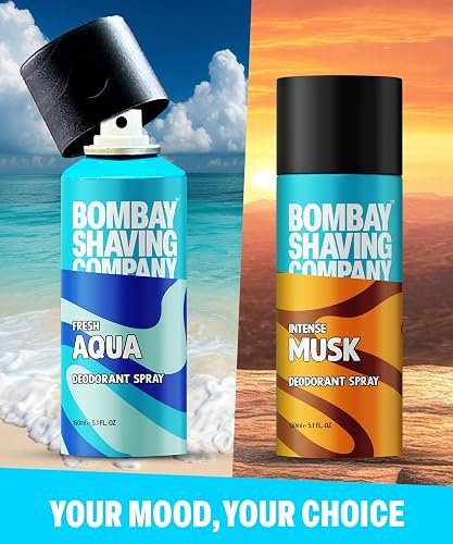 Bombay Shaving Company Deodorant Aerosol Combo - Aqua & Musk - 150Ml X 2 |Deodorant For Men Long Lasting| 300 ML (Lemon)