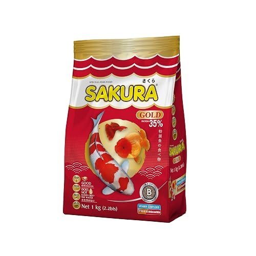 Sakura Gold Super Premium Fish Food with Vitamin Complexes + Krill & Astaxanthin in Micro 1mm Pellet 1 Kg,Small