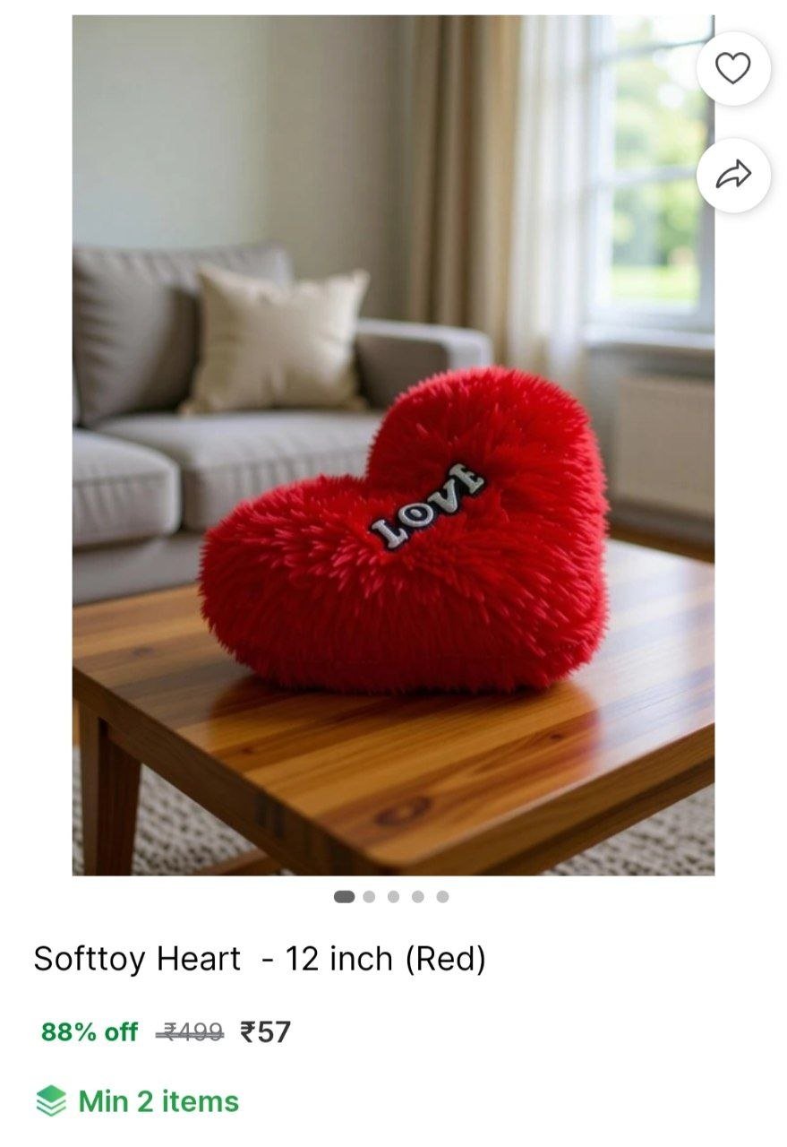 Softtoy Heart  - 12 inch Price in India - Buy Softtoy Heart  - 12 inch online at Shopsy.in