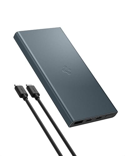 Spigen ArcPack 10000mAh Power Bank, PD3.0, Fast Charging, 22.5W Max Output, 2 Type-C Ports, 1 USB-A Port - (Aluminum, Navy Blue)