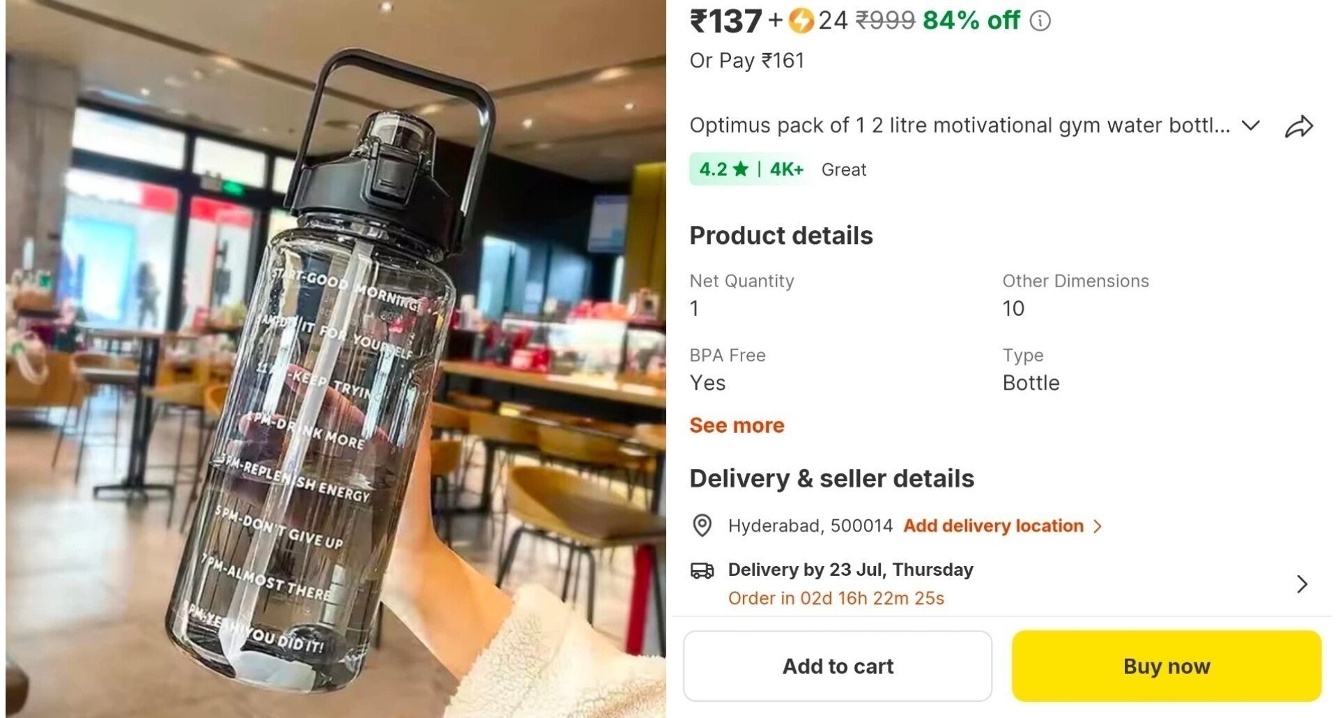Sipper Water Bottle - 2L