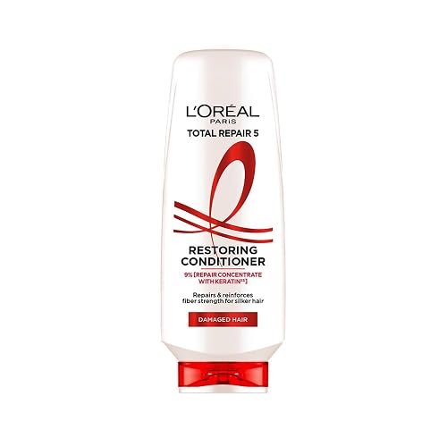 L'Oreal Paris Total Repair 5 Conditioner For Damaged Hair | Powered by Keratin XS Technology| Fights 5 Signs of Hair Damage- Frizz, Breakage, Dryness, Stiff Hair, and Split ends | 340 ml