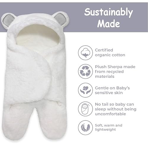Jam Naturals-Cute Bear Organic Newborn Swaddle Wrap-Gender Neutral Soft Baby Blanket(Grey 0-3m)
