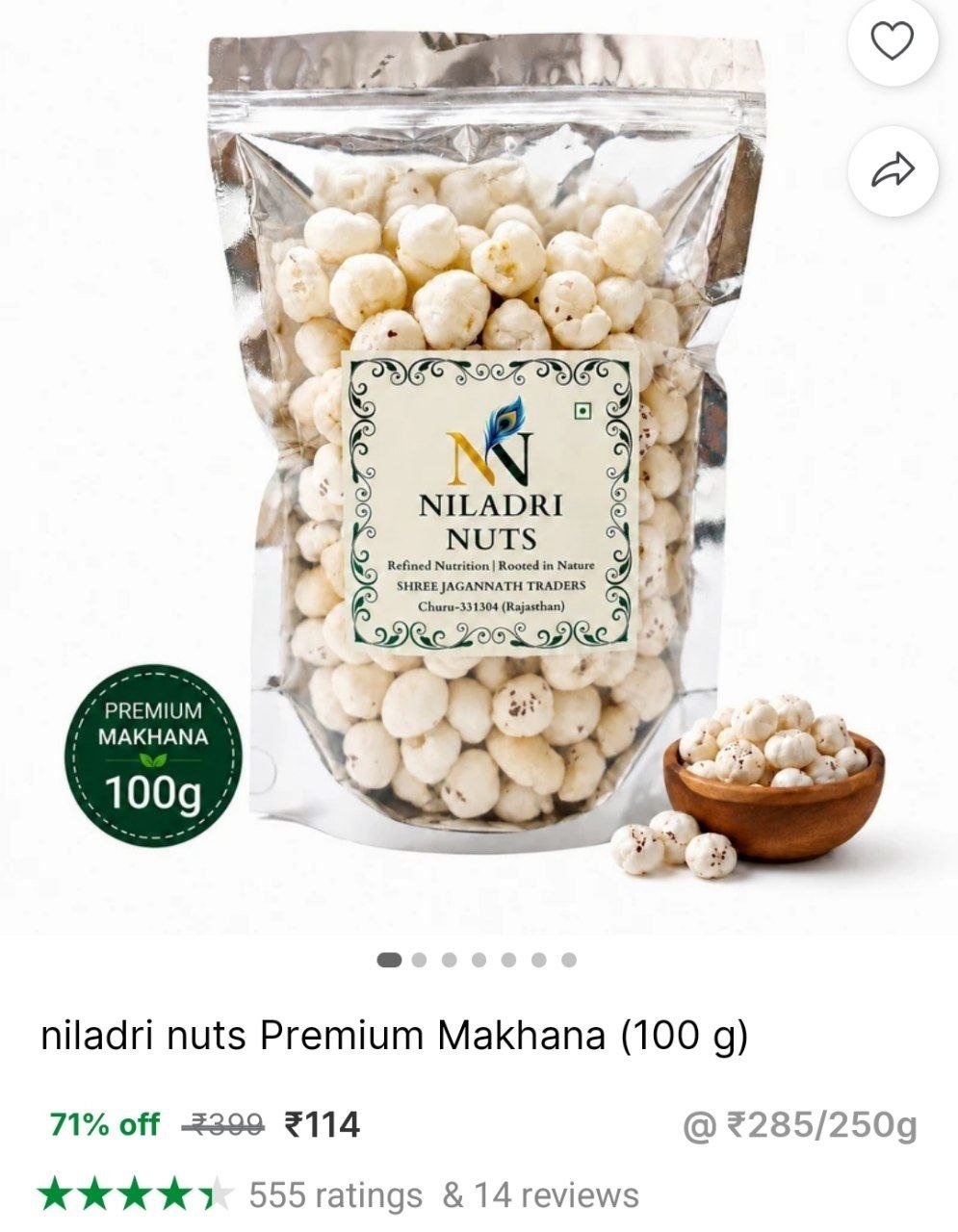 niladri nuts Premium Makhana Price in India - Buy niladri nuts Premium Makhana online at Shopsy.in