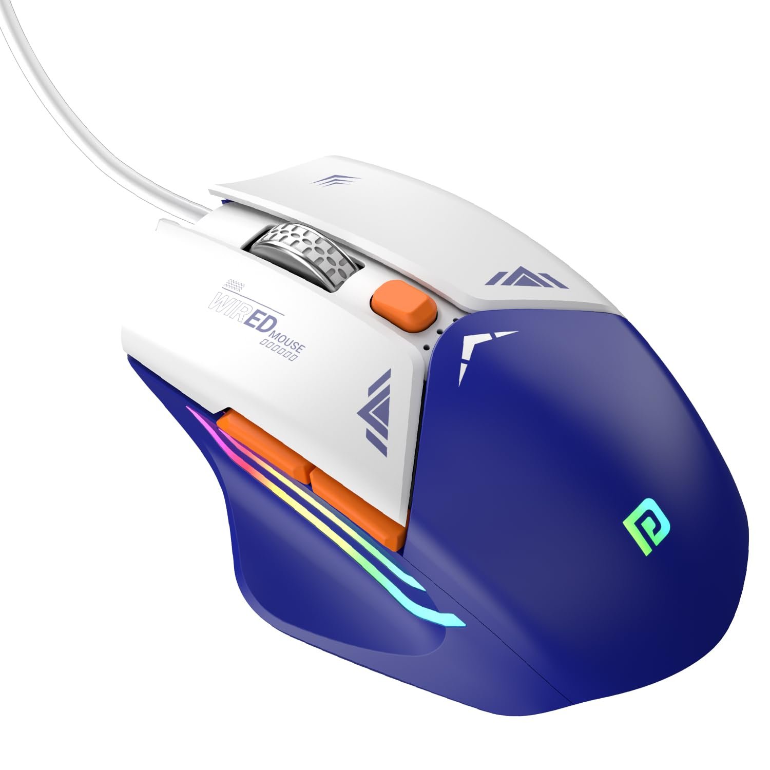 Portronics Vader Wired Gaming Mouse with 6 Buttons, Thumb Support, Adjustable DPI (6400 Max), RGB Light Effects, Ergonomic Design, 1.5 m Long USB Cable for Laptop & PC (Blue)