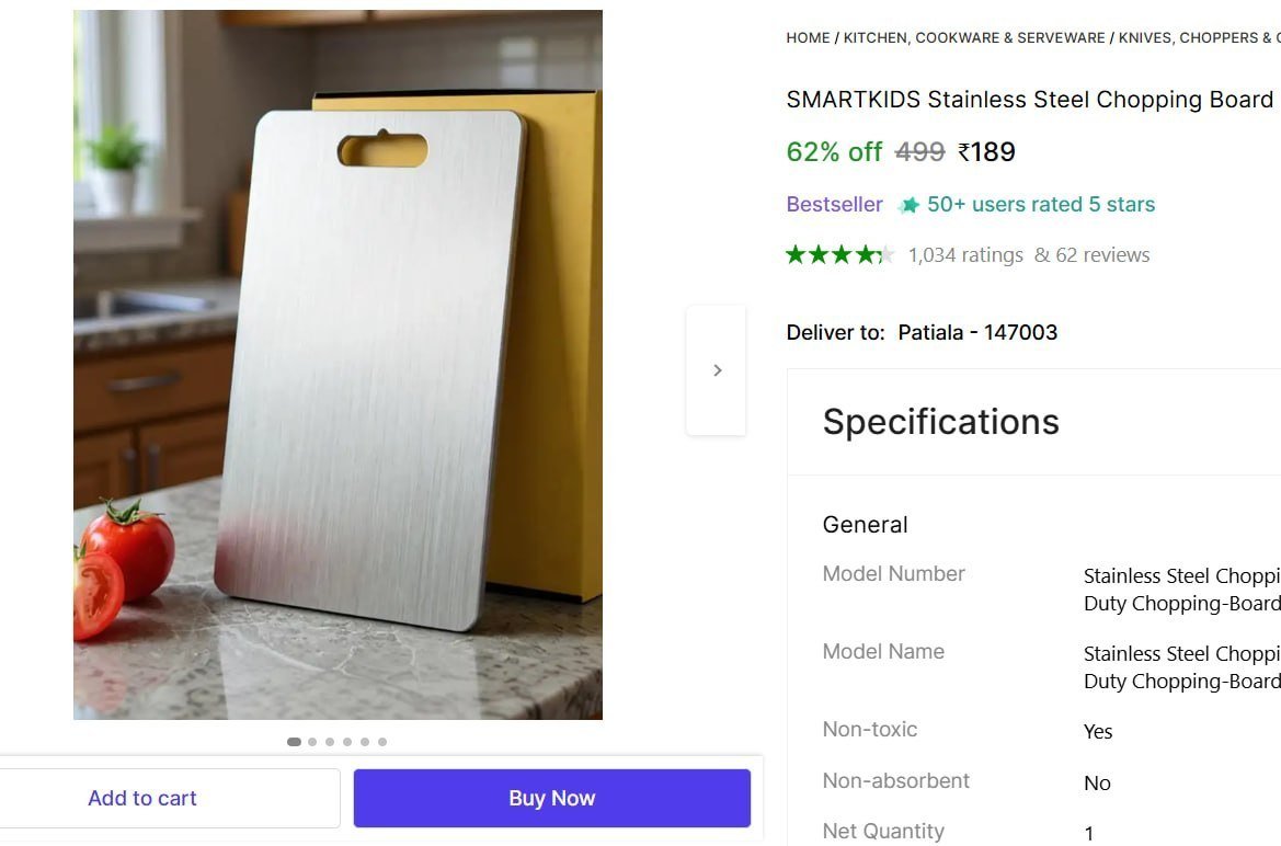 Stainless Steel Chopping Board