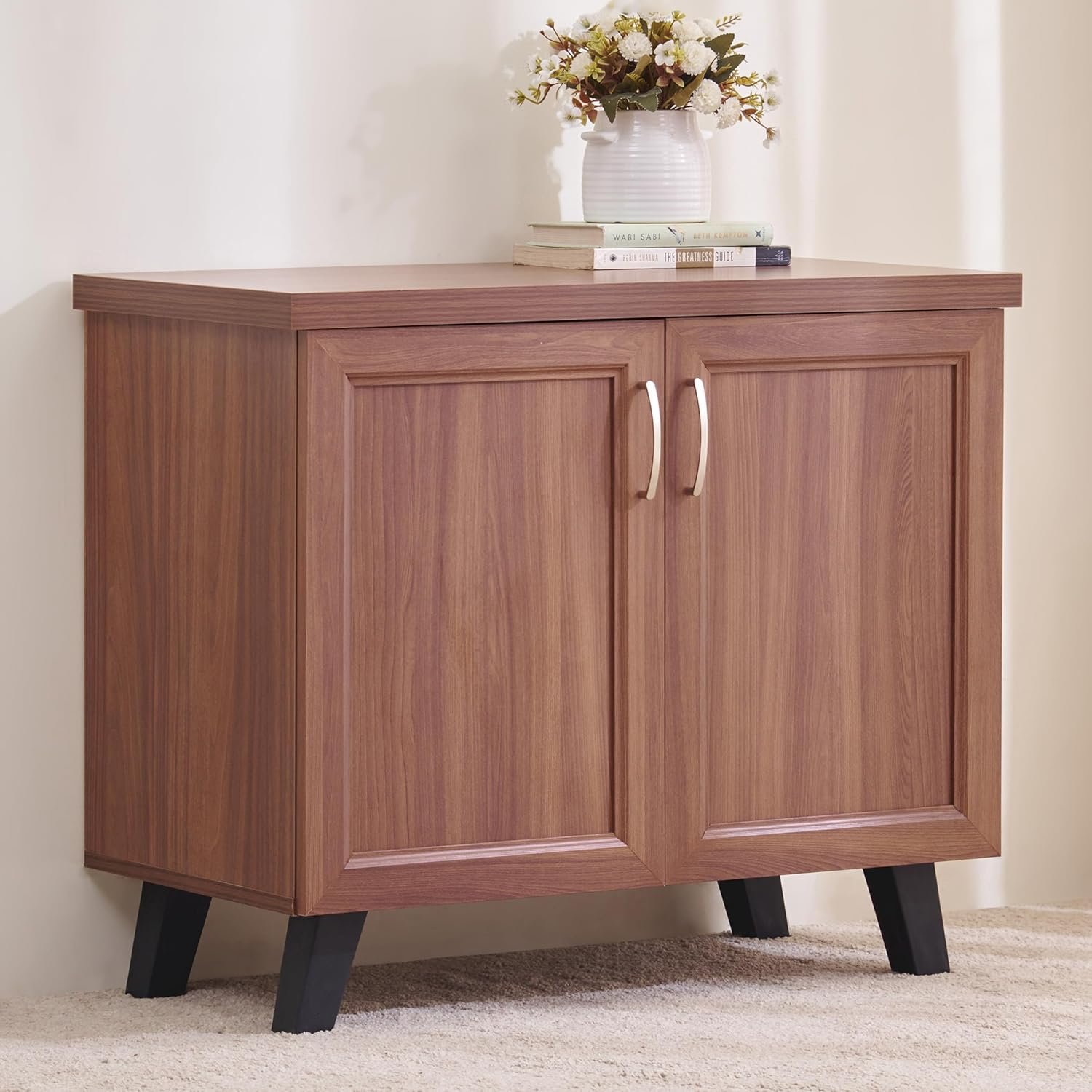 Home Centre | Helios Alton 9 Pairs Shoe Cabinet | Engineered Wood | Walnut | 1 Year Warranty
