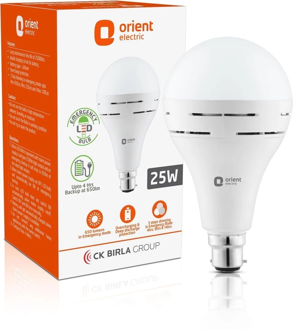 Orient Electric Eternal Emergency Lamp 25W - Cool White 4 hrs Bulb Emergency Light -