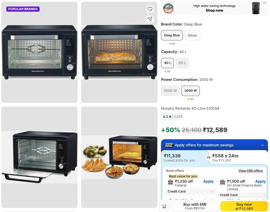 Morphy Richards 40 - Litre Oven Toaster Grill OTG 510058, Deep...