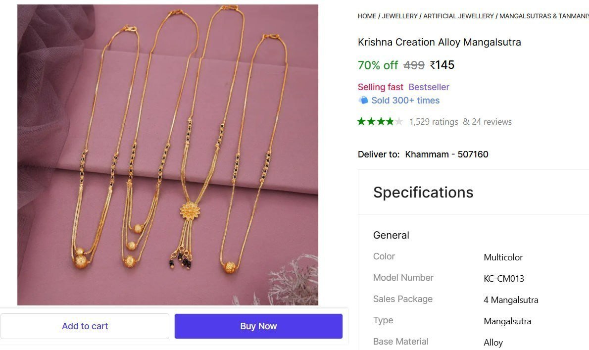 Alloy Mangalsutra, Pack