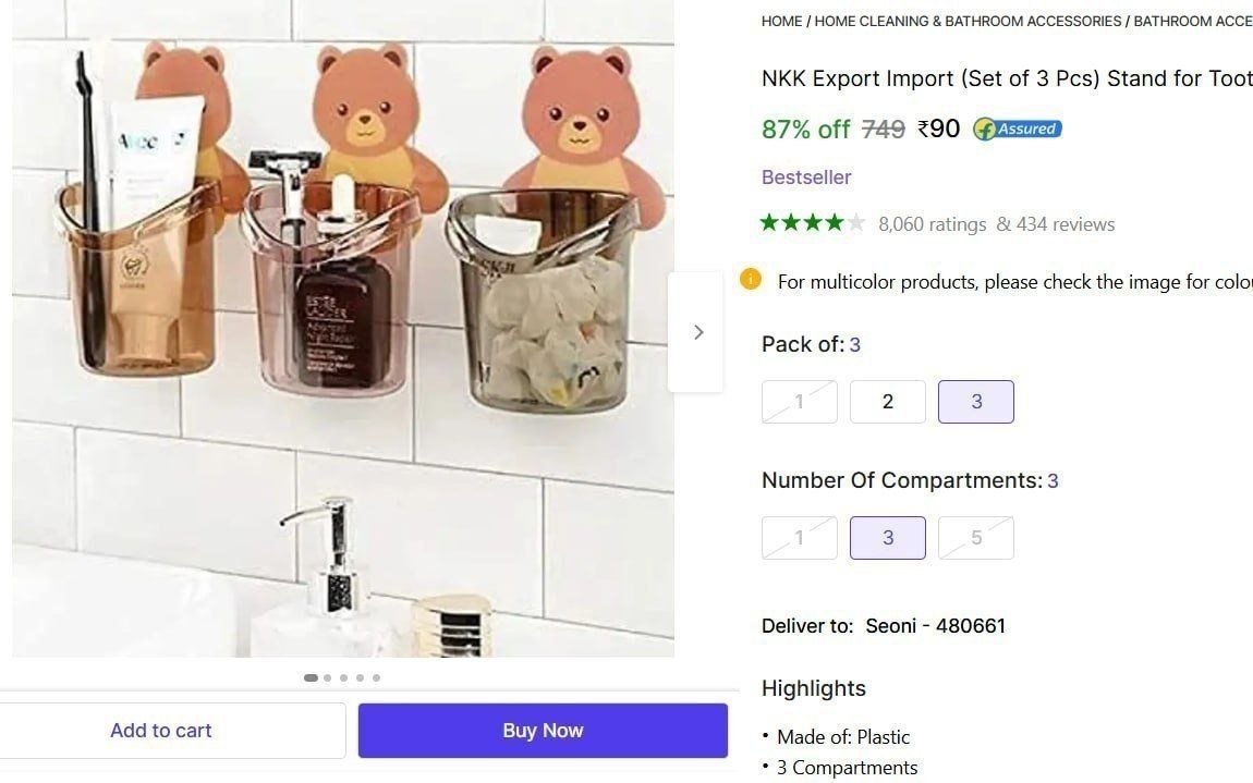 Set of 3 Toothbrush Holder