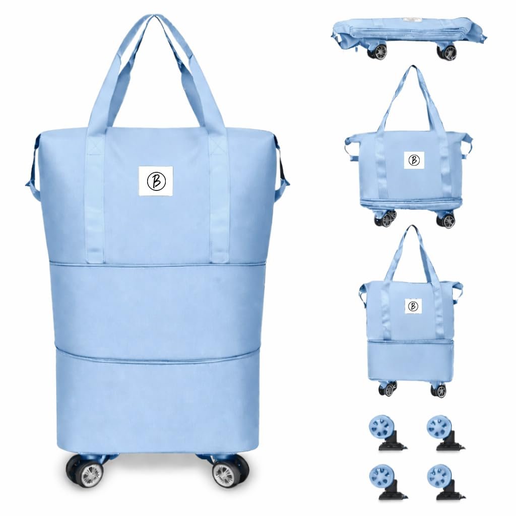 Btag Travel Duffle Bag with Wheels | Convertible Handbag, Trolley & Shoulder Luggage for Clothes | Space-Saving Foldable Travel Companion | Expandable & Waterproof Traveling Bag for Unisex (Ic