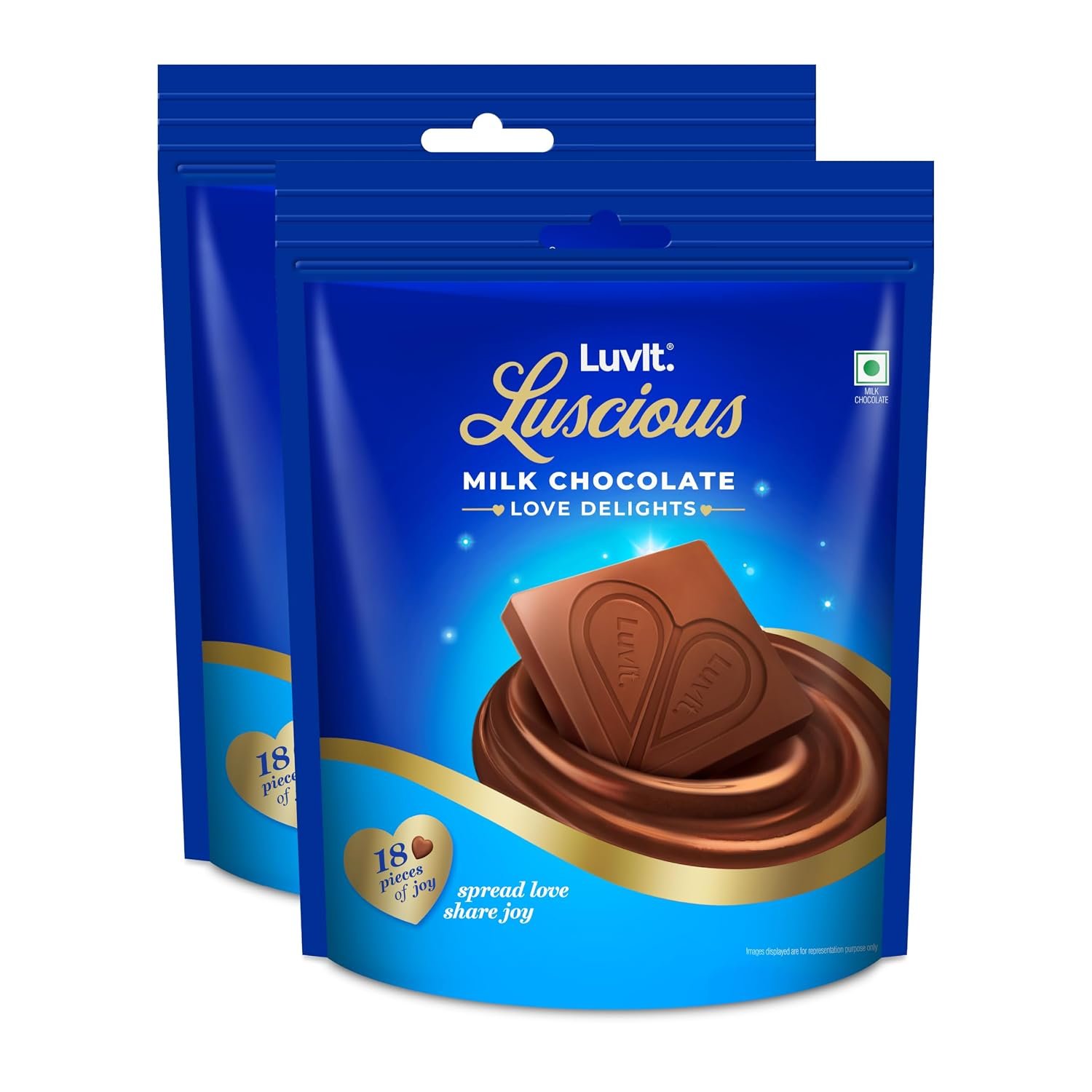 LuvIt Heart-Shaped Chocolate Bars, Pack of 2 x 162g Each