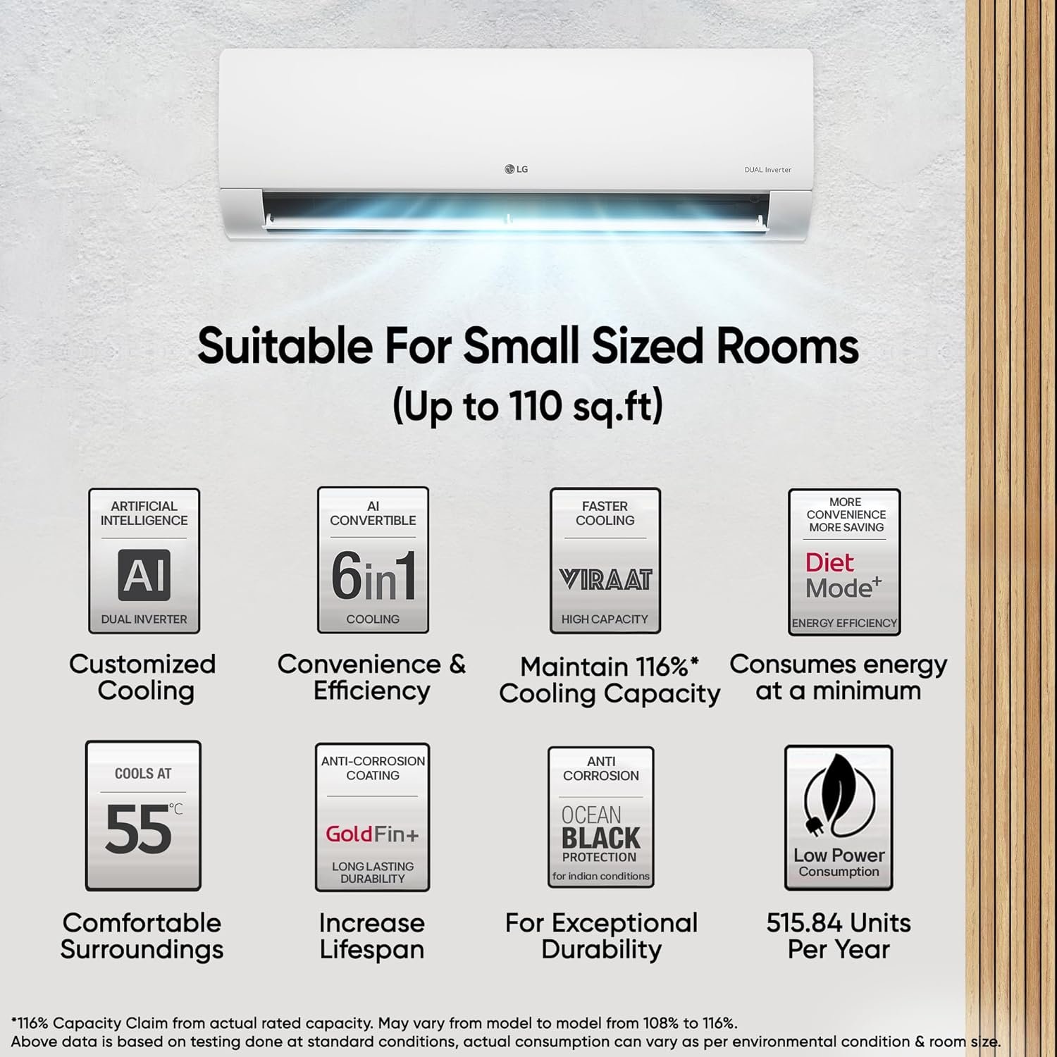LG 1 Ton 5 Star DUAL Inverter AC
