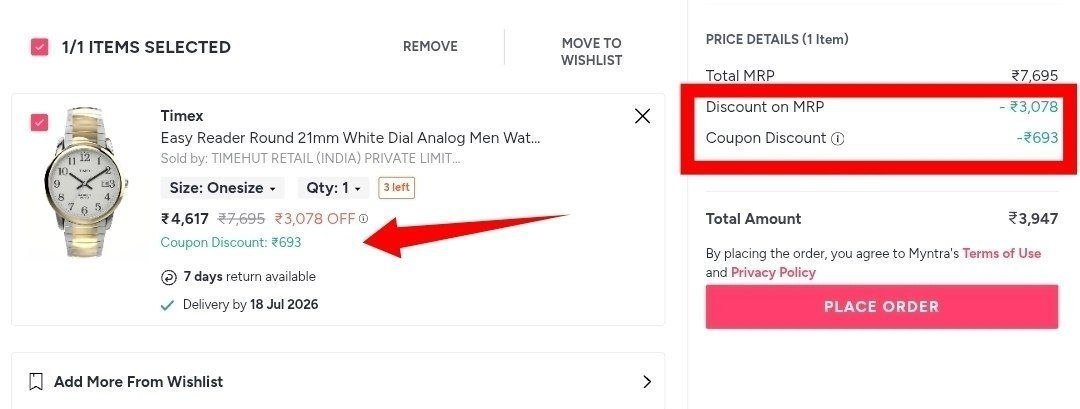 Timex Easy Reader Watch at 3947/